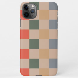 Funda Para iPhone 11Pro Max Naranja azul beige Brown Checkered Gingham Pattern