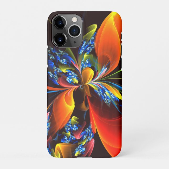 Funda Para iPhone Naranja azul Floral Moderno Resumen Patrón de arte (Reverso)