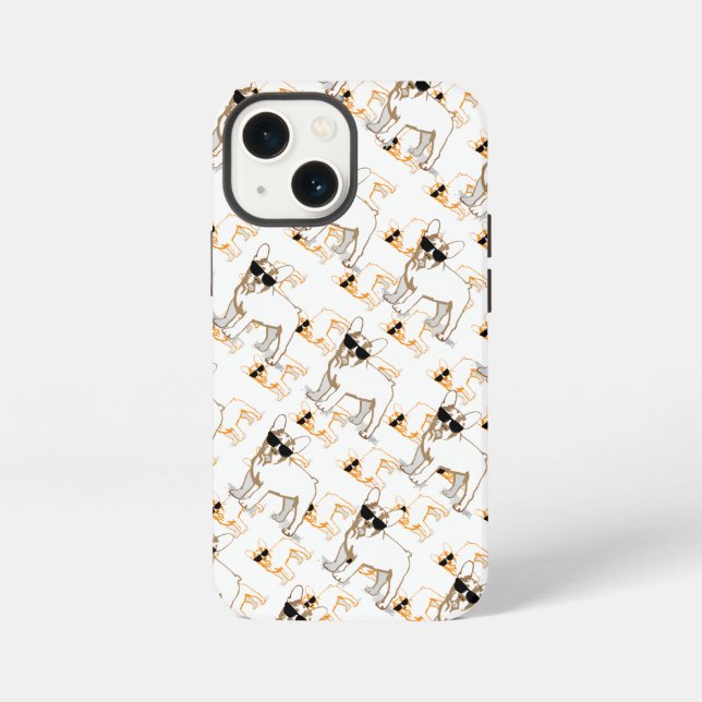 Funda Para iPhone Naranja con patrón Frenchie Howlelu (Reverso )