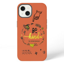 Naranja Cute Trendy Doodles Black Gold Bee