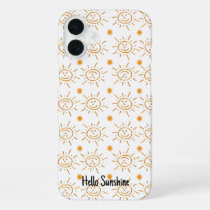 Funda Para iPhone 16 Plus Naranja divertido Sunshine Face Pattern Personaliz