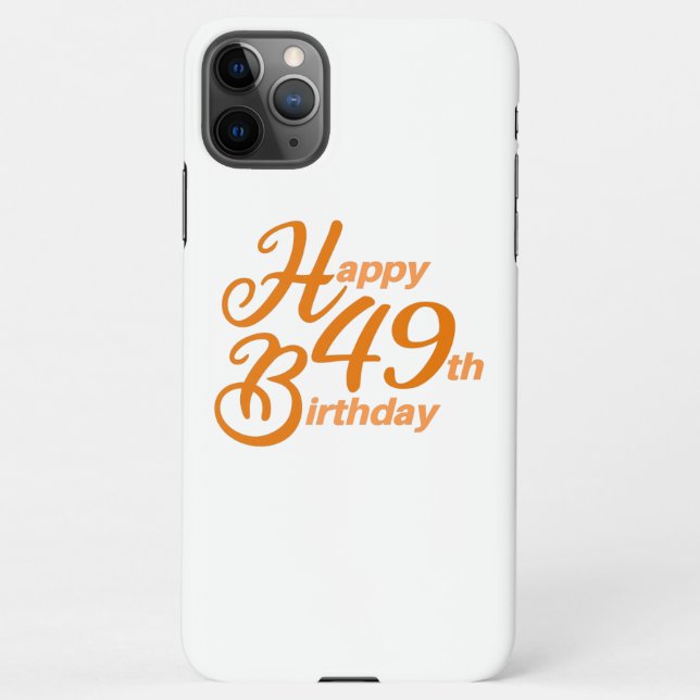 Funda Para iPhone Naranja Feliz 49° cumpleaños texto cursivo (Reverso)