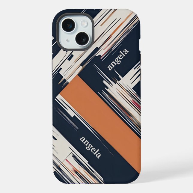 Funda Para iPhone Naranja geométrico abstracto moderno y elegante ne (Reverso )