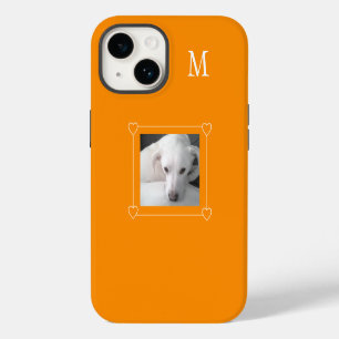 Funda Para iPhone 14 Naranja inicial de un solo perro fotográfico