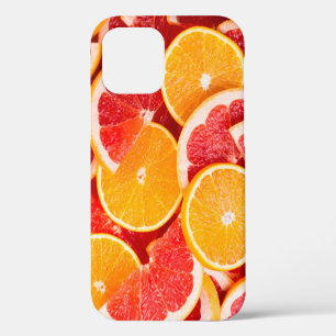 Funda Para iPhone 12 Naranja maduro fresco y fondo de pomelo