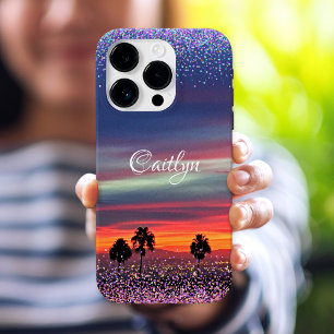 Funda Para iPhone 16 Pro Naranja nubes azules puesta de sol sombrío puntos