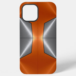 Funda Para iPhone 12 Pro Max Naranja plateado Acero inoxidable brillante Metali