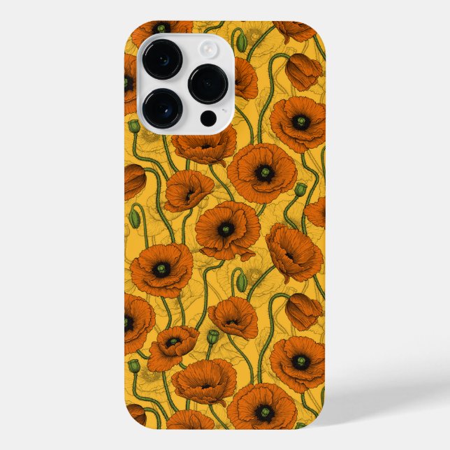 Funda Para iPhone Naranja Poppies (Reverso)