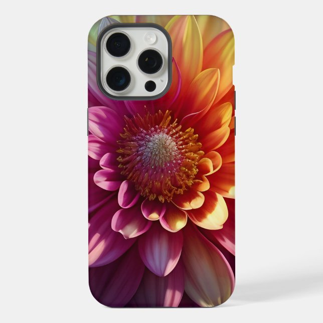 Funda Para iPhone Naranja Rojo Rosa Morado Amarillo Flor Dahlia (Reverso )