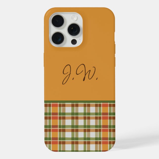 Funda Para iPhone Naranja y Green Gingham (Reverso )