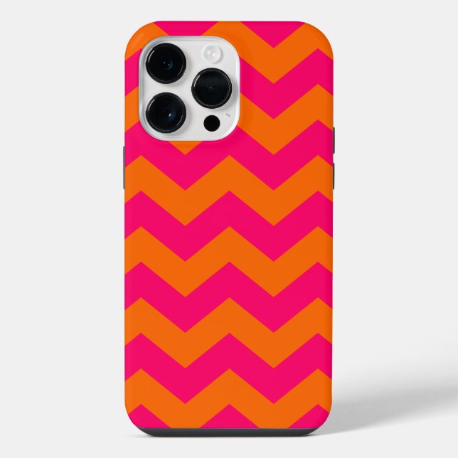 Funda Para iPhone Naranja y Zigzag Rosa (Reverso )