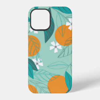 Funda Para iPhone 12 Naranjas floreciendo en hojas. ilustración