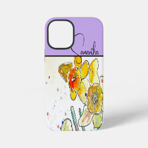 Funda Para iPhone 12 Mini Narciso Amarillo Acuarela Narcisos Floral Flor