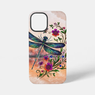 Funda Para iPhone 12 Mini Naturaleza Colorida Libélula Vibrante Arte Floral 