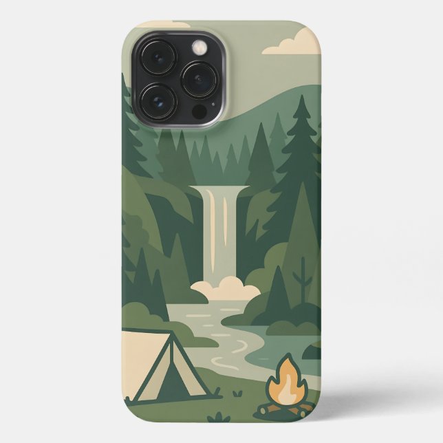 Funda Para iPhone Nature Camping – Coque iPhone Forêt, Cascade  (Reverso )