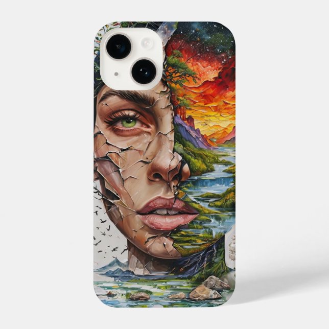 Funda Para iPhone “Nature Within – Artistic Woman & Mountain River L (Reverso )