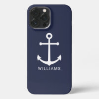 Nautical White Anchor y nombre personalizado en az