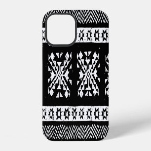 Funda Para iPhone 12 Navajo tribal, patrón verde blanco negro.