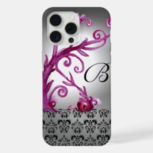 NAVES, BERRIES DAMASK MONOGRAM rosado, blanco negr