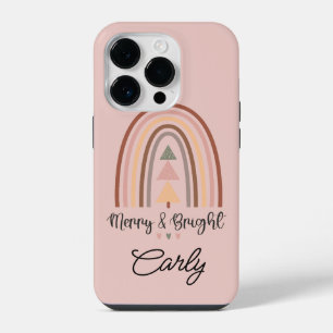 Funda Para iPhone 14 Pro Navidad Boho Rosa