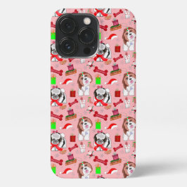 Funda Para iPhone 13 Pro Navidades adorables Patrón Shih Tzu