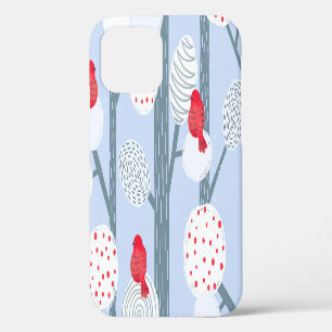 Funda Para iPhone 12 Navidades alfileres, árboles, bosque vintage.