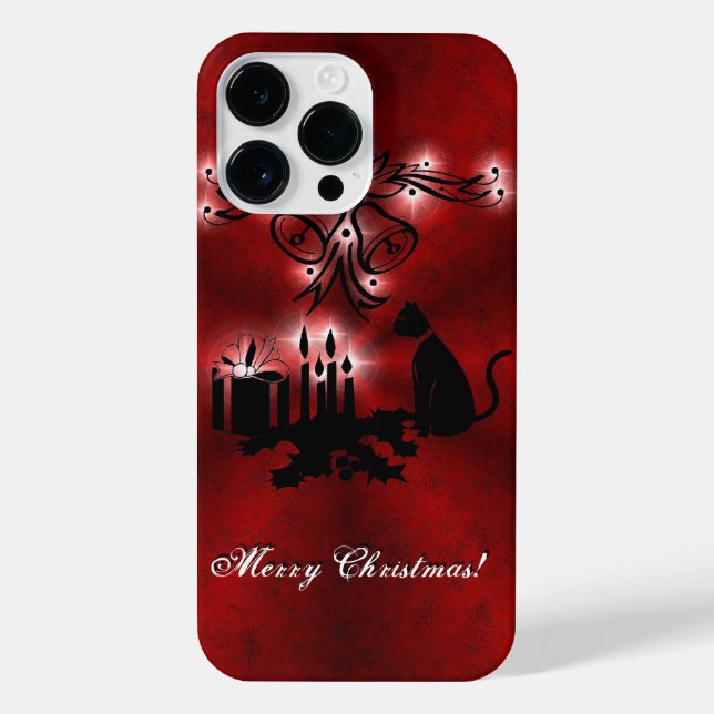 Funda Para iPhone Navidades Artdeco con gato negro (Reverso)