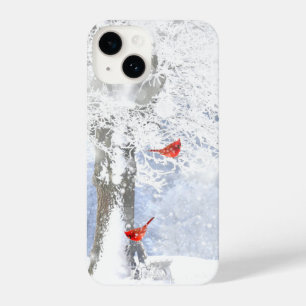 Funda Para iPhone 14 Navidades Cardenales Invierno Bosque de árboles he