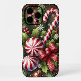 Funda Para iPhone 16 Pro Max Navidades clásicos de caña de caña de caña/menta v