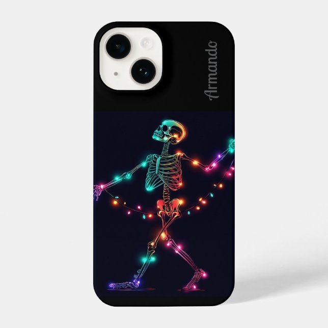 Funda Para iPhone Navidades de esqueleto personalizados iluminan est (Reverso )
