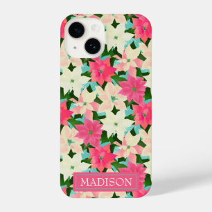 Funda Para iPhone 14 Navidades de Poinsettias Rosa
