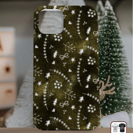 Funda Para iPhone 14 Navidades del patrón botánico dorado estacional de