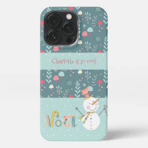 Funda Para iPhone 13 Pro Navidades divertidos de Snowman citan con nombre