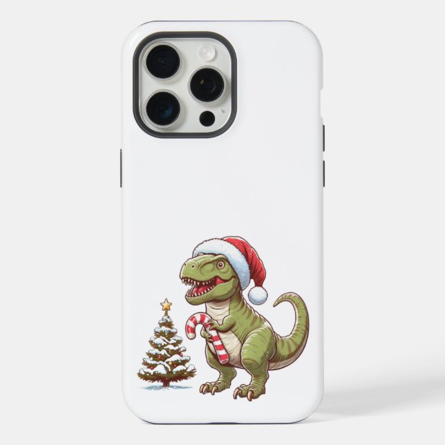 Funda Para iPhone Navidades dulces de caña de caramelo dinosaurio (Reverso )