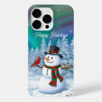 Navidades felices Snowman y Birds Winter Scene