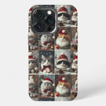 navidades lindos gatos animales de invierno rústic