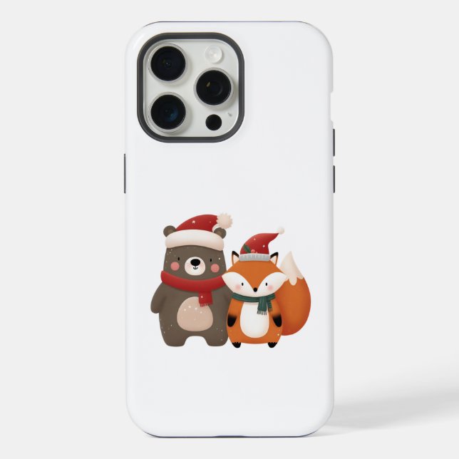 Funda Para iPhone Navidades/Oso blanco invernal y Fox (Reverso )