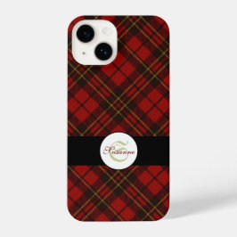 Funda Para iPhone 14 Navidades rojos tartan elegante patrón Monograma