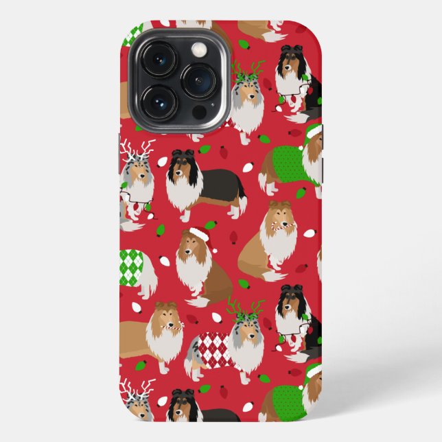 Funda Para iPhone Navidades Rough Collie (Reverso )