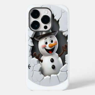 Funda Para iPhone 14 Pro navidades Snowman de 3D