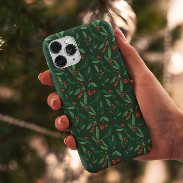 Funda Para iPhone Navidades verdes festivos Holly Berry Holiday (Subido por el creador)