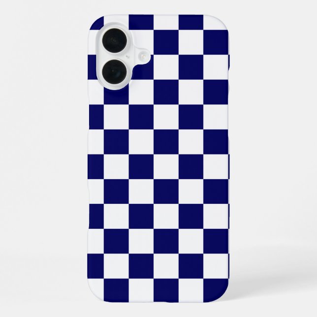 Funda Para iPhone Navy Blue and White Checkerboard Pattern (Reverso )