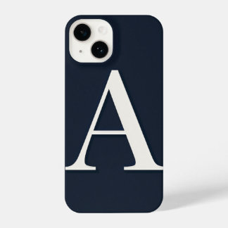 Funda Para iPhone 14 Navy Blue Phone Case with Bold White Trendy