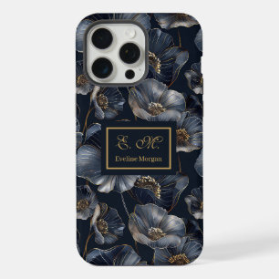 Funda para iPhone Navy Gold Floral Regalo Chic par