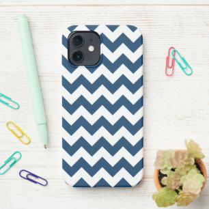Funda Para iPhone 12 Navy Zigzag, Navy Chevron, patrón geométrico
