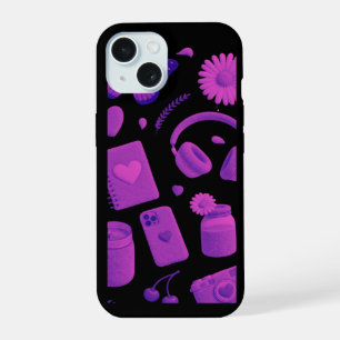 Funda para iPhone negra con patrón de cereza brill