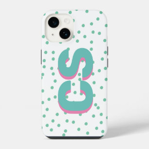 Funda Para iPhone 14 Negrita Colorido Iniciales Grandes Texto Sombra Ma