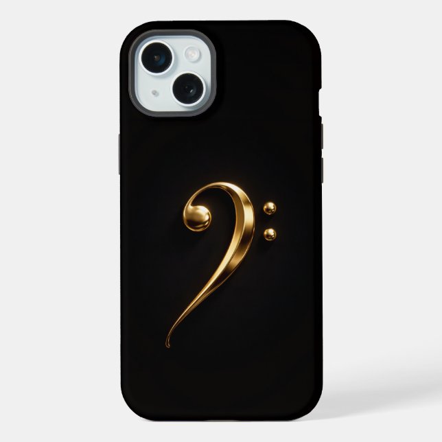 Funda Para iPhone Negro 4 Luxe, Clave de Fa Dorada iPhone 15 Plus (Reverso )
