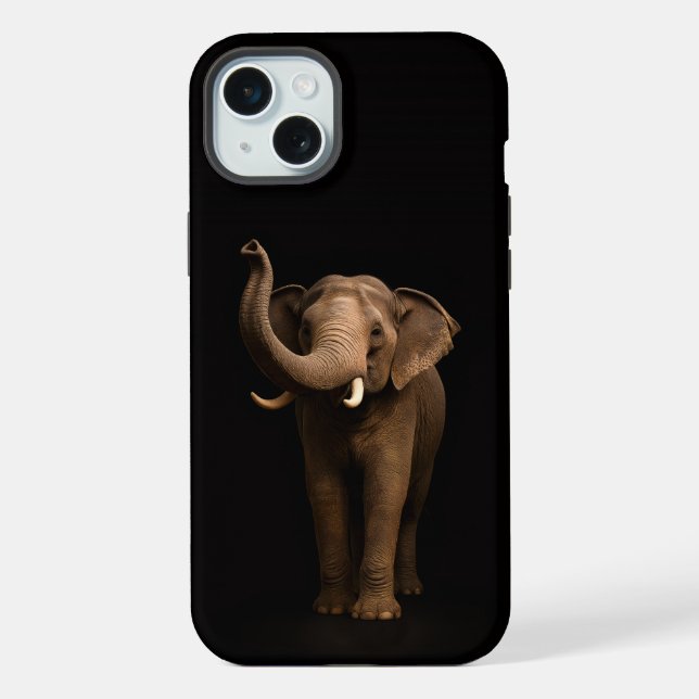 Funda Para iPhone Negro 4 Luxe, Elefante Poderoso para iPhone 15 Plu (Reverso )