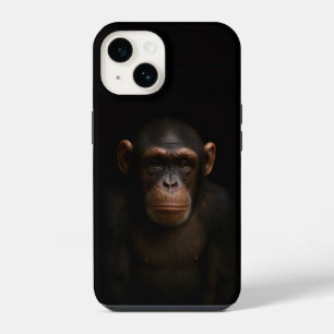 Funda Para iPhone 14 Negro 4 Luxe iPhone 14 Mate, Chimpancé Sereno